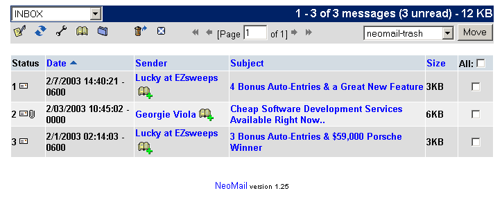 Screenshot of Squirrel Web Email Frontend