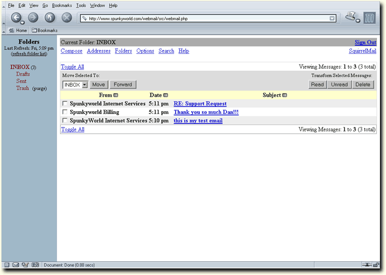 Screenshot of Squirrel Web Email Frontend